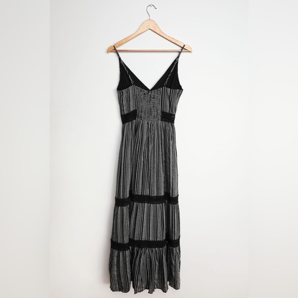 Light Breeze Black Striped Crochet
Lace Tiered Maxi Dress - Picture 5 of 6